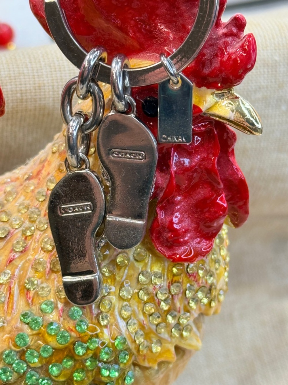 Coach Legacy Pave Flip-Flop Sandals Keychain - Picture 5 of 5